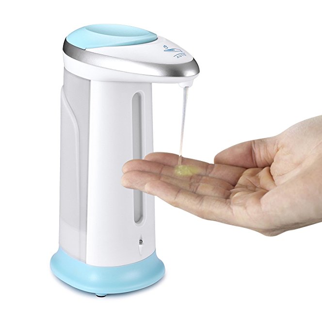 tinxi® Automatic Touchless Countertop Liquid Soap Dispenser with IR Sensor - Remain Visible Window - Waterproof Base for Kitchen Bathroom Sanitizer Shampoo Lotion, 400ML