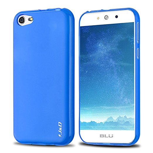 BLU Grand M Case, J&D [Drop Protection] [Slim Cushion] [Lightweight Bumper] Shock Resistant Protective TPU Slim Case for BLU Grand M - Blue