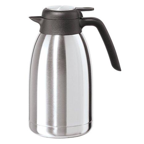 Oggi Avalon Carafe with Press Button Top and Stainless Steel Liner-Brushed Stainless, 2-Liter