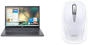 Acer Aspire 5 A515-57-53T2, 15.6" FHD IPS, 12th Gen Intel i5-1235U, 8GB DDR4, 512GB SSD, Wi-Fi 6, Thunderbolt 4, Win 11 Home RF Wireless -Mouse, Works -with Chromebook, Windows & Mac, White