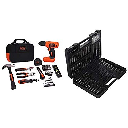 BLACK DECKER 8V Drill & Home Tool Kit, 57 Piece (BDCD8PK) with BLACK DECKER BDA91109 Combination Accessory Set, 109-Piece