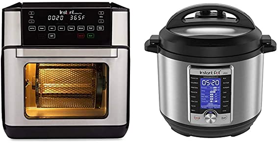 Instant Vortex Pro Air Fryer Oven 9 in 1 with Rotisserie, 10 Qt & Ultra 10-in-1 Electric Pressure Cooker, Sterilizer, Slow Cooker, Rice Cooker, Steamer, Sauté, 6 Quart, 16 One-Touch Programs