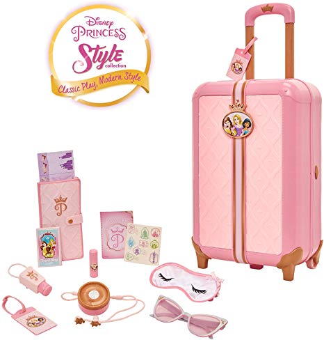 Disney Princess Travel Suitcase Play Set for Girls with Luggage Tag by Style Collection, 17 Pretend Play Accessoriespiece Including Travel Passport! for Ages 3
