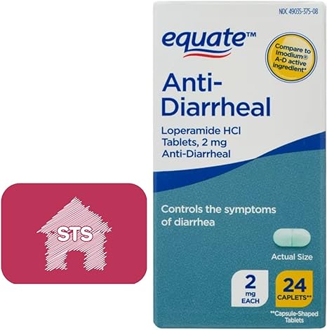 Equate Anti-Diarrheal - Loperamide - 2 mg, 24 Caplets   STS Sticker.