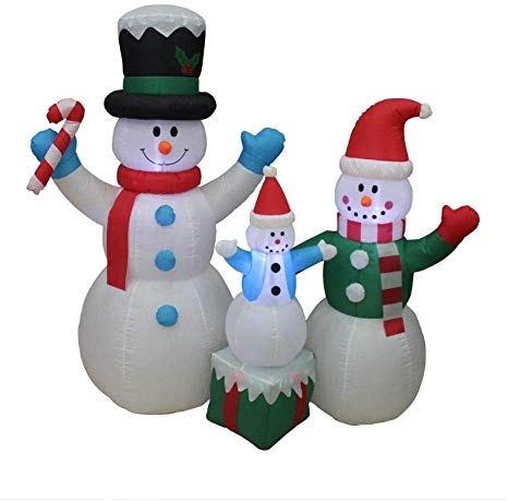 Impact Canopy Christmas Inflatable Decoration, Outdoor Holiday Lighted Snowman Family - Kid On Box, 5' Tall