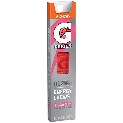 Gatorade G Series 01 Prime Energy Chews, Strawberry Flavor (4 pack) @ 1 Oz. Total of 4 Ounces