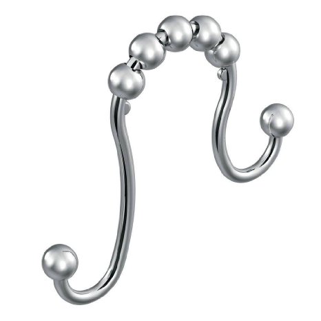 Interfeeling Shower Curtain Rings with Bathroom Double Glide Hooks Polished Chrome , Set of 12