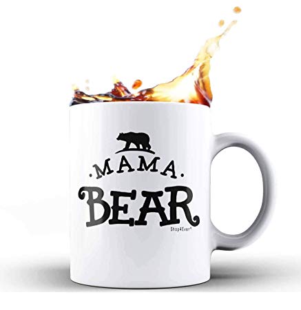 Shop4Ever Mama Bear Novelty Ceramic Coffee Mug Tea Cup Gift ~ Mother's Day ~ (11 oz, White)
