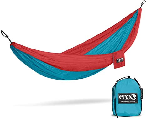 ENO, Eagles Nest Outfitters DoubleNest Lightweight Camping Hammock, 1 to 2 Person, Aqua/Red