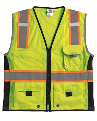 ML Kishigo 1513 Ultra-Cool Polyester Black Series Heavy Duty Vest, 3X-Large, Lime