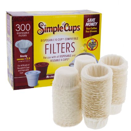 Disposable Filters for Use in Keurig Brewers - Simple Cups - 300 Replacement Filters - Use Your Own Coffee in K-cups