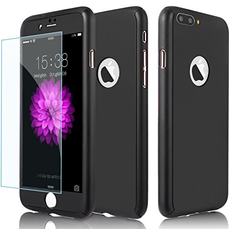 iPhone 7 Plus Case,ATOOZ(TM) 360 Degree All-around Full Body Utral Slim Fit Lightweight Hard Protective Shockproof Skin Cover Case for iPhone 7 Plus 5.5" (Black)