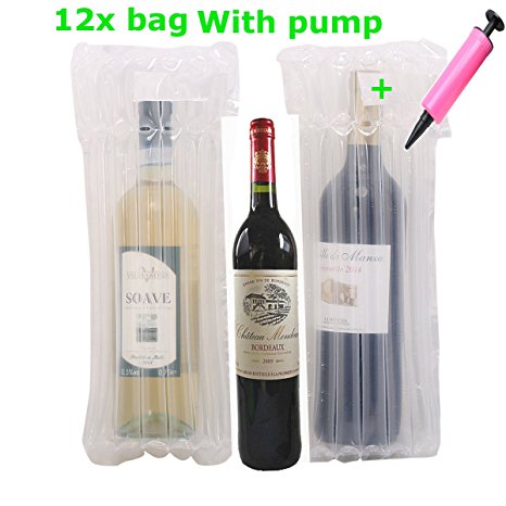 Anti-schock Glass Bottles packaging bags , MonoDeal 12pcs Inflatable Air Packaging Protective Bubble Packing Wrap Bag For Wine Bottle