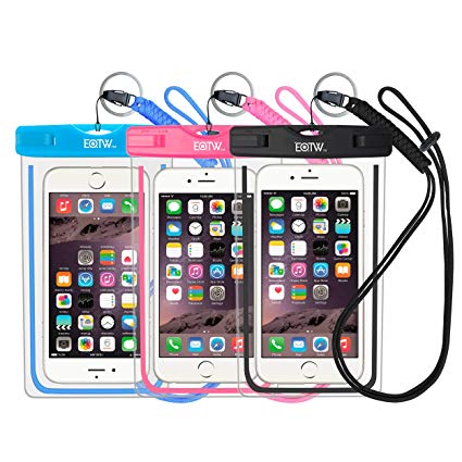 EOTW Universal Waterproof Case, IPX8 Waterproof Phone Pouch with Durable Paracord Lanyard Fit for iPhone Xs Max XS XR X 8 7Plus 6 6S Samsung Galaxy s10 /s10/s9/s8/s8plus/s7 (Black,Pink,Blue)