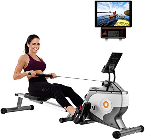 LZ Leisure Zone BTM Home Foldable Magnetic Resistance Rowing Machine, New Model Style Indoor Rower with LCD Monitor and 8 Levels Adjustable