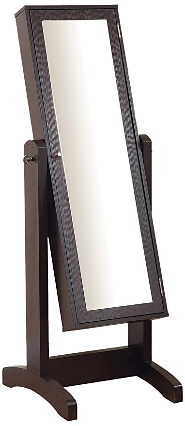 Furniture of America Enitial Lab Cheval Mirror and Jewelry Armoire, Espresso