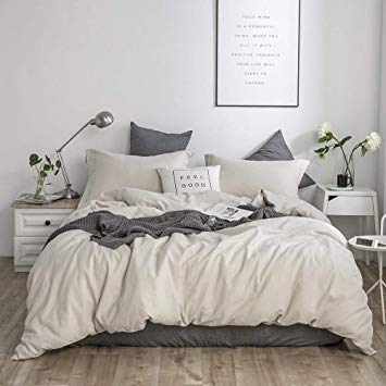 Simple&Opulence French Linen Duvet Cover Set 3 Piece Comforter Cover Sets Solid Color Ultra Soft Luxury Bedding Set with 2 Pillowcases(Linen,King)