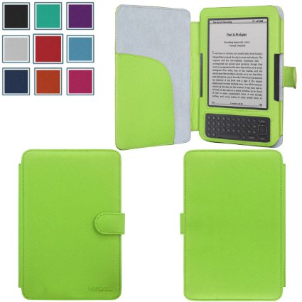 Kindle Keyboard Kindle 3 CaseHOTCOOL Slim Premium New PU Leather Folio Cover Case For Amazon Kindle Keyboard3th Generation Green