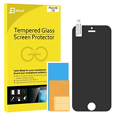 iPhone 5s Screen Protector, JETech Privacy Anti-Spy iPhone SE / 5s / 5 / 5c Premium Tempered Glass Screen Protector (Black) - 0313H