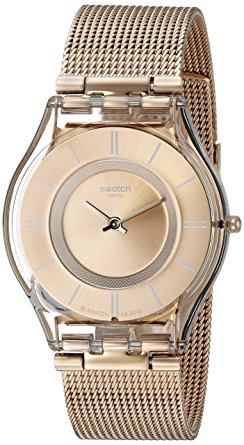 Swatch Women's SFP115M Skin Rose Gold-Tone Watch with Mesh Band