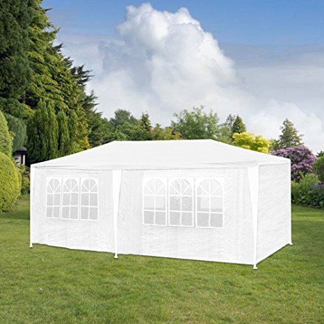 HG® 3x6m marquee pavilion white polyethylene steel construction garden beach party tent waterproof incl. 6 removable sides Camping Festival as a shelter and tarpaulin