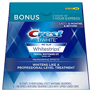 Crest 3D White Professional Effects Whitestrips Whitening Strips Kit, 22 Treatments, 20 Professional Effects   2 1 Hour Express Whitestrips