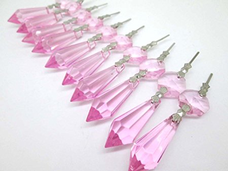 Sun Cling Chandelier Icicle Crystal 38mm, Pack of 20 (Pink)