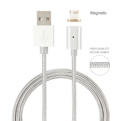 SweetLF Metal Magnetic Quick Lightning USB Data Sync and Charger Cable High Speed 8 Pin 4 Feet Chargering Cord for Apple iPhone 6s 6 Plus 5 5s 5c iPad Air iPad Mini iPod TouchSilver