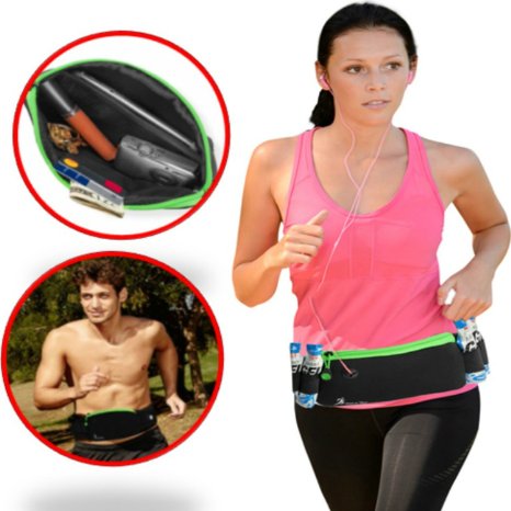 Finish It! Gear Sleek, Running Fanny Pack, iPhone 6 Plus Running Belt for Men, Women with Gel Pack Loops, No Bounce Fanny Packs for Women Cute! Running Gear Bag Holds ALL Your Gear. No Stuffing!