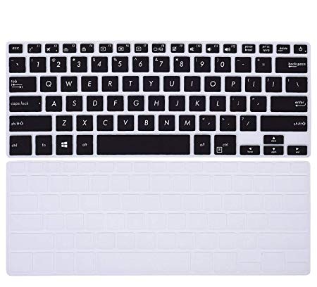 2PCS Keyboard Cover for ASUS ZenBook Flip 14 UX461UA UX461UN / VivoBook S406UA / TP461UN / ASUS ZenBook 13 UX331UN U3100 13.3" Laptop Protective Skin, Black/Clear