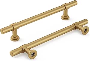 goldenwarm 15 Pack Gold Cabinet Handles Brushed Brass Cabinet Pulls 5in Gold Pulls Gold Kitchen Cabinet Handles, 128mm Hole Center