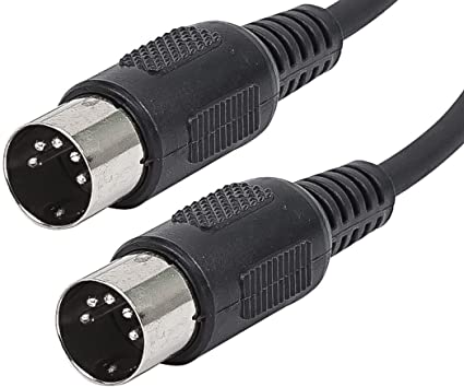 6 Feet (ft) MIDI Cable with 5 Pin DIN Connector, Black (2 Pack)