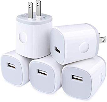 USB Wall Charger Block,Radidi 5 Pack USB Charging Block Wall Charger Plug Power Adapter 1A Wall Charger Fast Charging Cube Brick Compatible with iPhone X 8 7 6S,Samsung,LG, Moto,Android Phone