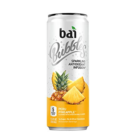 Bai Bubbles Peru Pineapple, Sparkling Antioxidant Infused Beverage, 11.5 Fluid ounce can