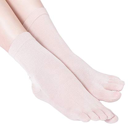 Fimage Women's Soft Comfortable Spun Silk Crew Toe Socks