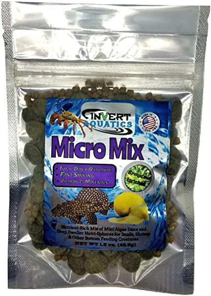 Invert Aquatics Micro Mix - Sinking Blended Diet for Snails, Shrimp & Bottom Feeding Fish