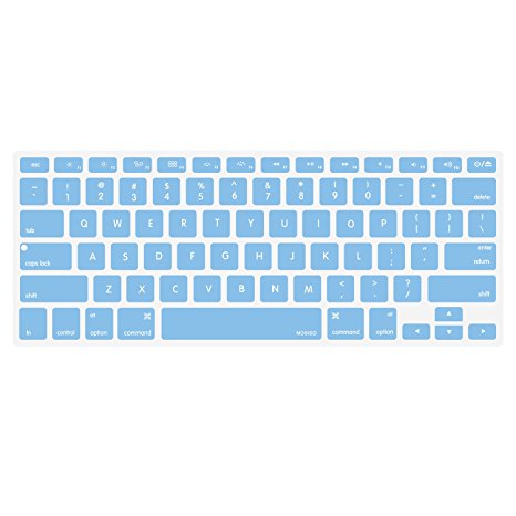 Mosiso Keyboard Cover for Macbook Pro 13 Inch, 15 Inch (with or without Retina Display, 2015 or Older Version) Macbook Air 13 Inch, Airy Blue