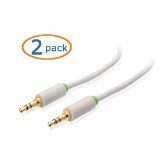 Cable Matters 2-Pack Gold Plated 35mm Stereo Audio Cable in White 3 Feet