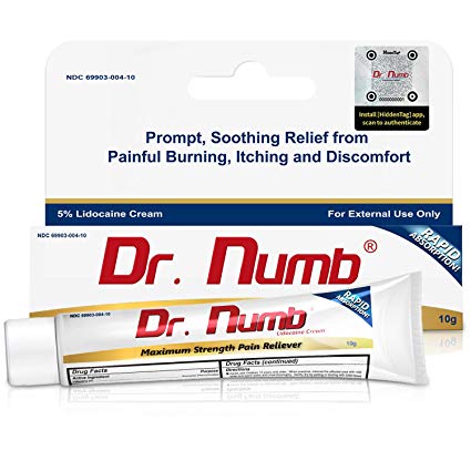 1 Tube of Dr. Numb Maximum Topical Anesthetic Anorectal Cream, Lidocaine 5% | Pain Relief Cream for Tattoo, Piercing, Microneedling, Microblading, Waxing, Dermarolling, Hemorrhoid Treatment -10 g (1)