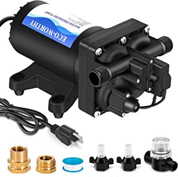 ECO-WORTHY Water Pressure Booster Transfer Pump 110Volt 5.5GPM 70PSI, 110V AC Self Priming High Pressure Diaphragm Water Pump for Power Spraying Irrigation Heater Barrel