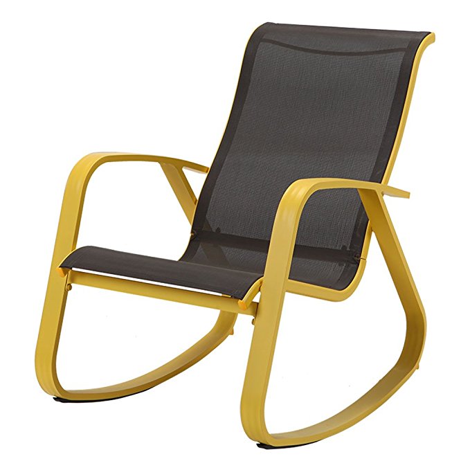 Grand patio Modern Sling Rocking Chair Glider with Yellow Aluminum Frame, Indoor / Outdoor