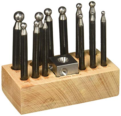 SE JT3414DP Dapping Block and Punch Set (14 Piece)