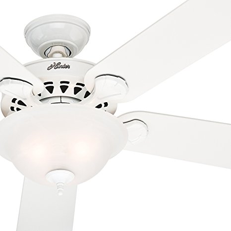 Hunter Fan 52" White Ceiling Fan Ceiling Fan with Frosted Glass Light Kit and Remote Control (Certified Refurbished)