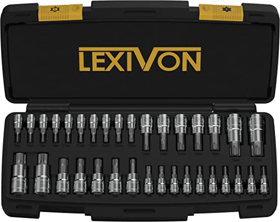 LEXIVON Master TORX Bit Socket Set, Premium S2 Alloy Steel | Complete 34-Piece, Solid Star & Tamper Proof T6 ~ T70 | Enhanced Storage Case (LX-149)