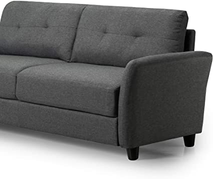 Zinus Ricardo Contemporary Upholstered 78.4 inch Sofa/Living Room Couch, Dark Grey