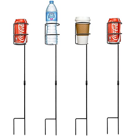 Sorbus Outdoor Beverage Heavy Duty Drink Holder Stakes, Set of 4- Holds a Variety of Beverages Sizes - Great for Beach, Picnics, Tailgating, and more