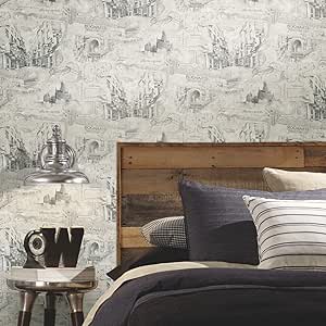 RoomMates RMK12354PL Harry Potter Map Peel and Stick Wallpaper, Taupe, 30 Sq Ft