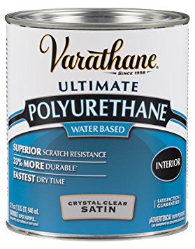 Rust-Oleum Varathane 200241H 1-Quart Interior Crystal Clear Water-Based Poleurethane, Satin Finish