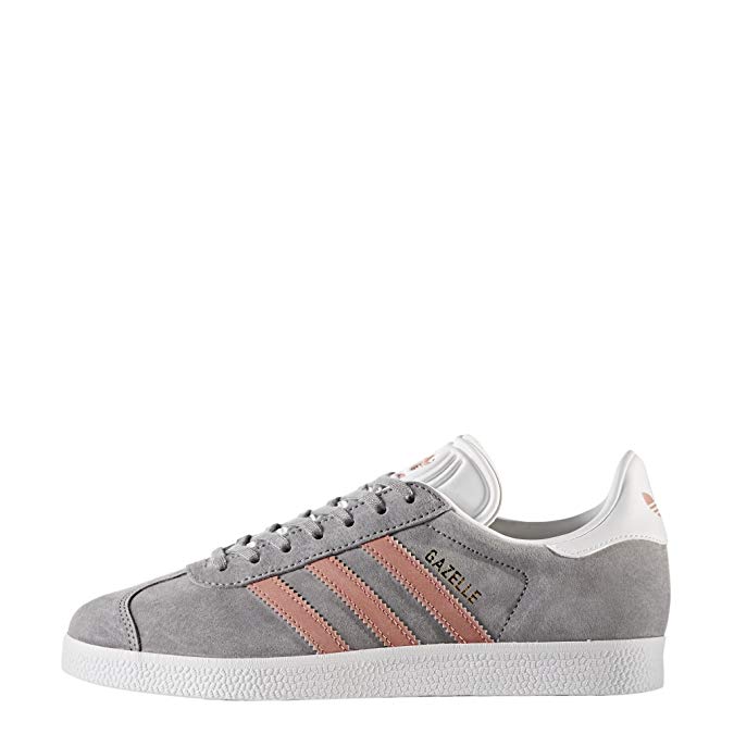 adidas Originals Women's Gazelle W Sneaker, Grey/Raw Pink/White, 9.5 M US