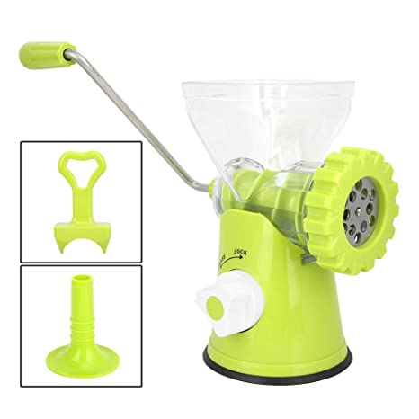 Manual Meat Grinder,Hand-cranked Powerful Suction Base Meat Sausage Mincer Stainless Steel Cutter for Home Kitchen Grind Meat Sausage Cookies Vegetables